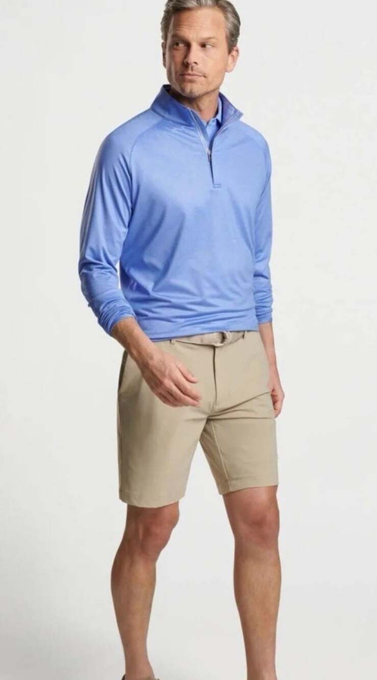 Peter Millar Crown‎ Crafted XL Whisper Rock Golf Quarter Zip Pullover Blue Wool